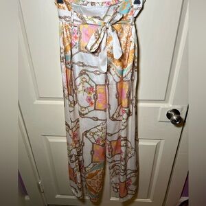 VENTI6 - Italian made silky patterned flowy pants with belt